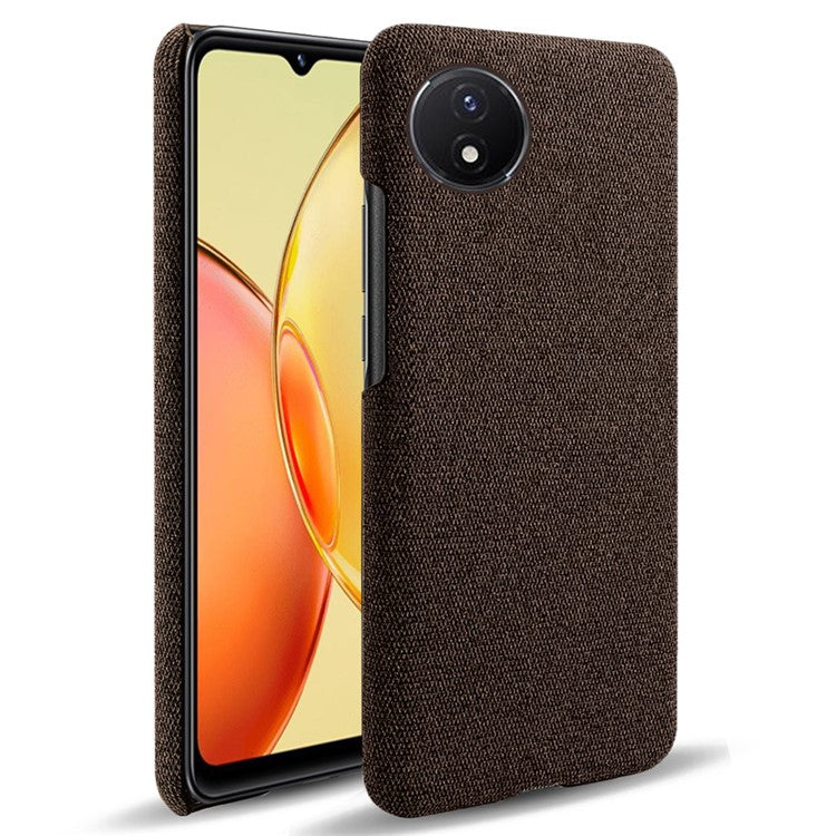 Protective Case for vivo Y02 4G / Y02A 4G / Y11 (2023) , Cloth+Hard PC Anti-Shock Phone Cover - Brown