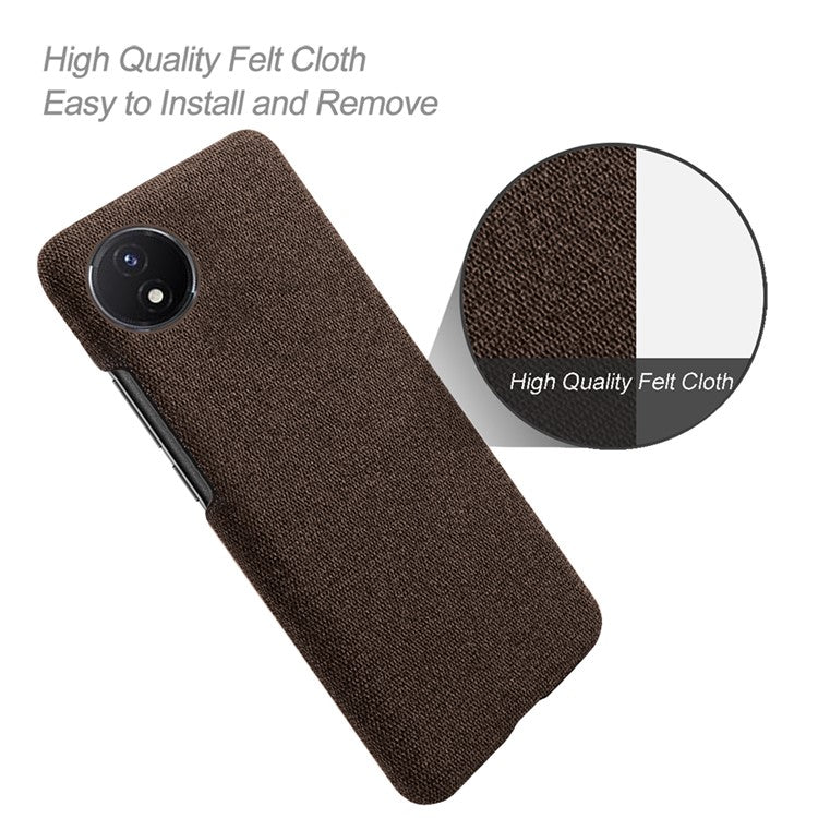 Protective Case for vivo Y02 4G / Y02A 4G / Y11 (2023) , Cloth+Hard PC Anti-Shock Phone Cover - Brown