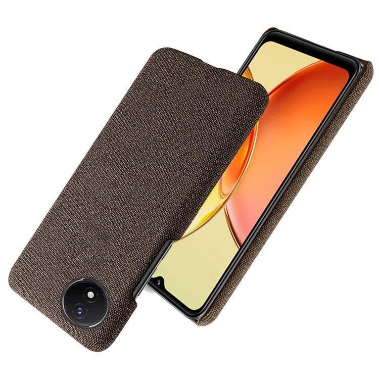 Protective Case for vivo Y02 4G / Y02A 4G / Y11 (2023) , Cloth+Hard PC Anti-Shock Phone Cover - Brown