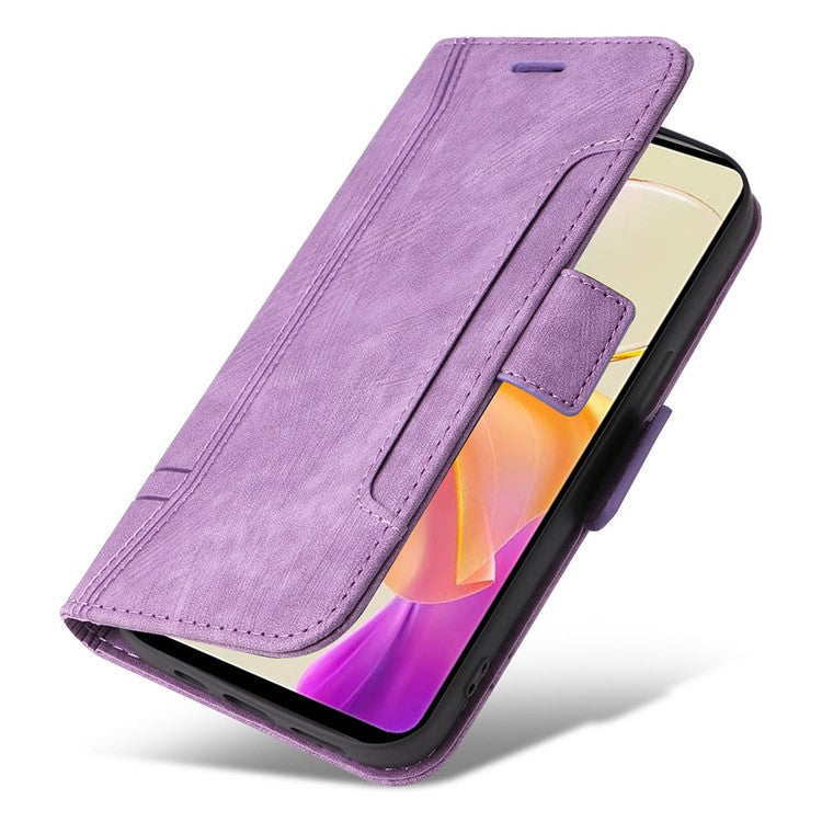 BETOPNICE 001 For vivo Y78 5G (China) / Y36 4G (Global) / Y36 5G (Global) Wallet Phone Case Stitching Imprinted Line PU Leather Flip Cover - Purple