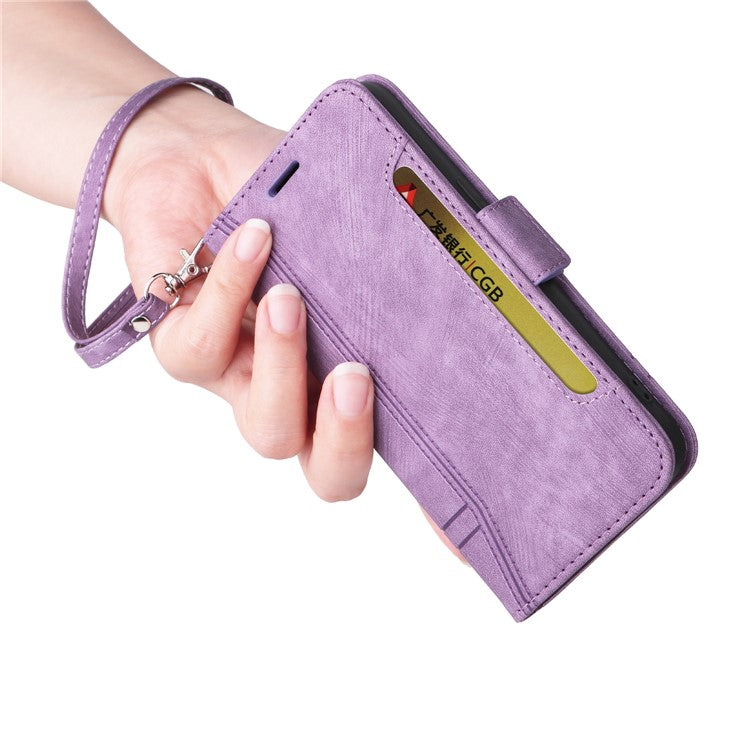 BETOPNICE 001 For vivo Y78 5G (China) / Y36 4G (Global) / Y36 5G (Global) Wallet Phone Case Stitching Imprinted Line PU Leather Flip Cover - Purple