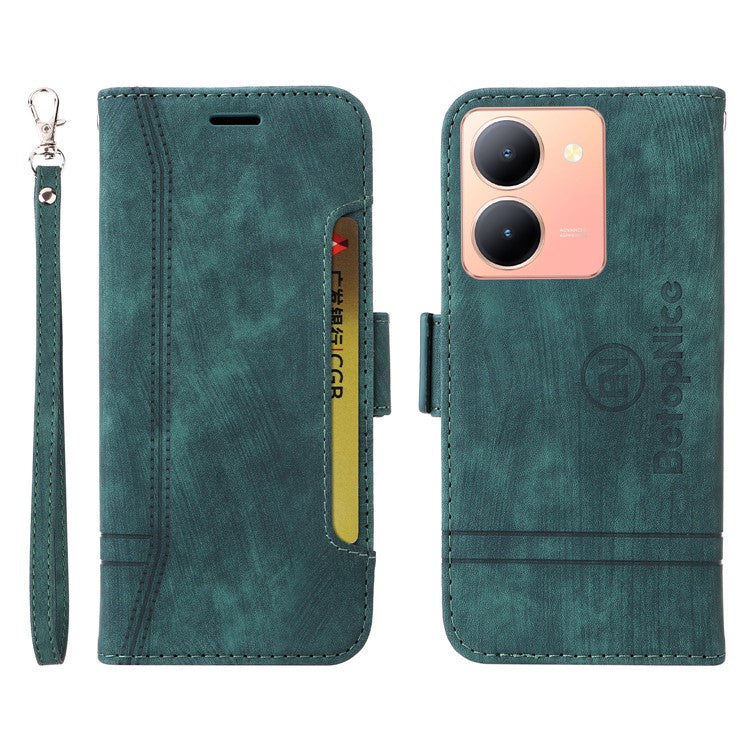 BETOPNICE 001 For vivo Y78 5G (China) / Y36 4G (Global) / Y36 5G (Global) Wallet Phone Case Stitching Imprinted Line PU Leather Flip Cover - Green