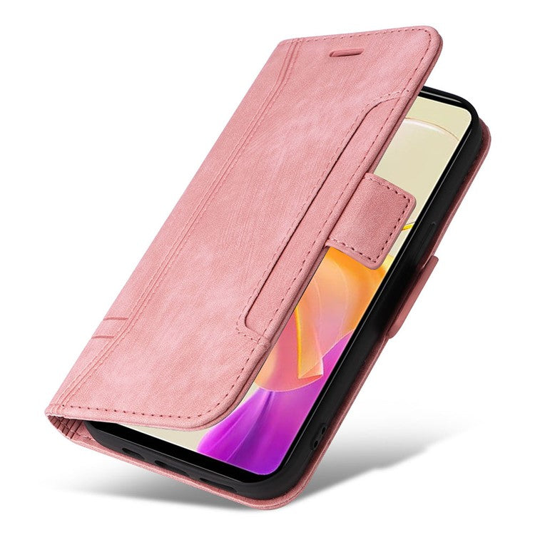 BETOPNICE 001 For vivo Y78 5G (China) / Y36 4G (Global) / Y36 5G (Global) Wallet Phone Case Stitching Imprinted Line PU Leather Flip Cover - Pink