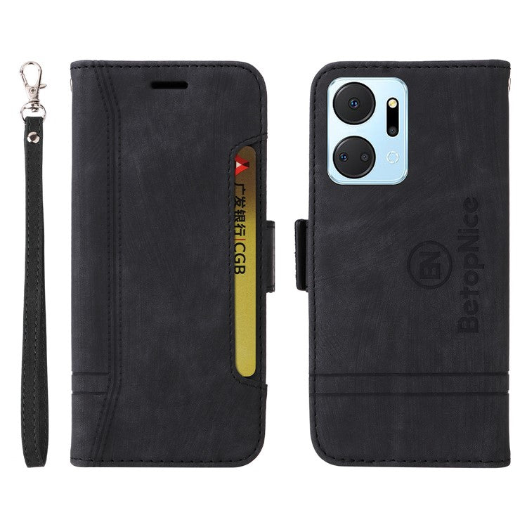 BETOPNICE 001 For vivo Y02 4G / Y11 (2023) / Y02A 4G Protective Cover Stitching Imprinted PU Leather Wallet Phone Case - Black