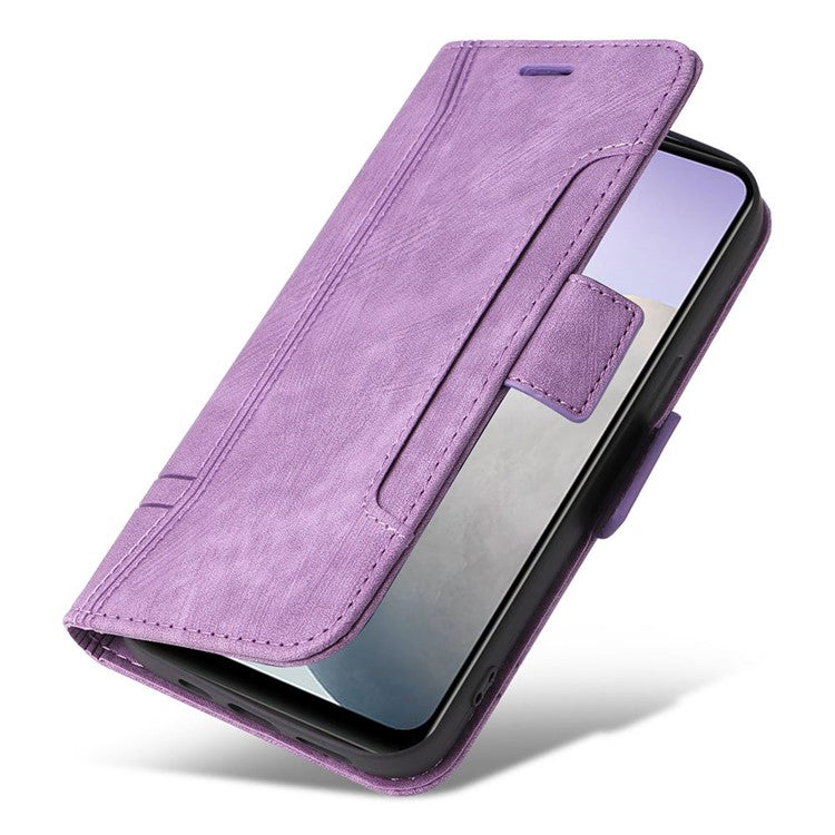 BETOPNICE 001 For vivo Y02 4G / Y11 (2023) / Y02A 4G Protective Cover Stitching Imprinted PU Leather Wallet Phone Case - Purple