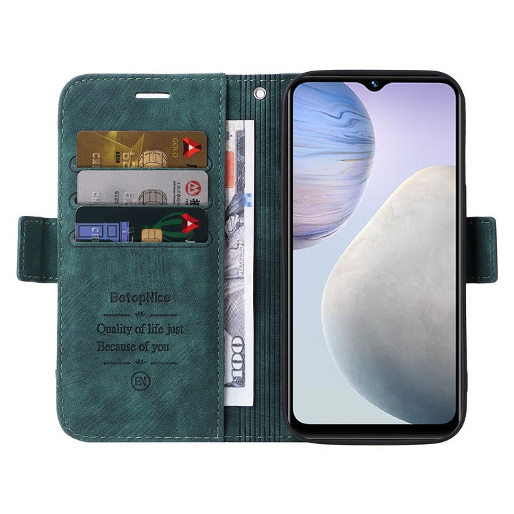 BETOPNICE 001 For vivo Y02 4G / Y11 (2023) / Y02A 4G Protective Cover Stitching Imprinted PU Leather Wallet Phone Case - Green