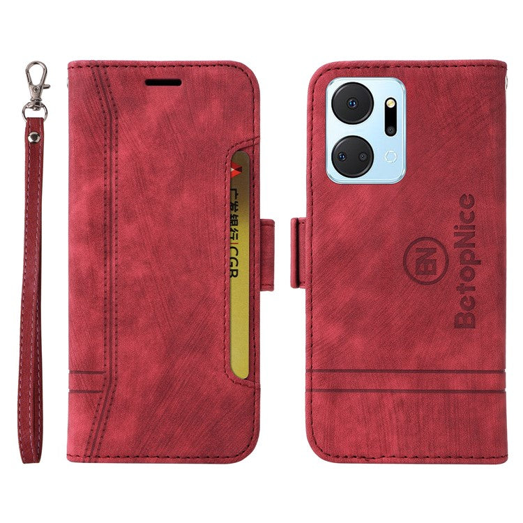 BETOPNICE 001 For vivo Y02 4G / Y11 (2023) / Y02A 4G Protective Cover Stitching Imprinted PU Leather Wallet Phone Case - Red