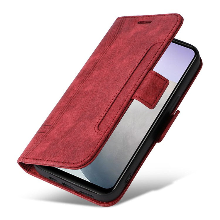 BETOPNICE 001 For vivo Y02 4G / Y11 (2023) / Y02A 4G Protective Cover Stitching Imprinted PU Leather Wallet Phone Case - Red