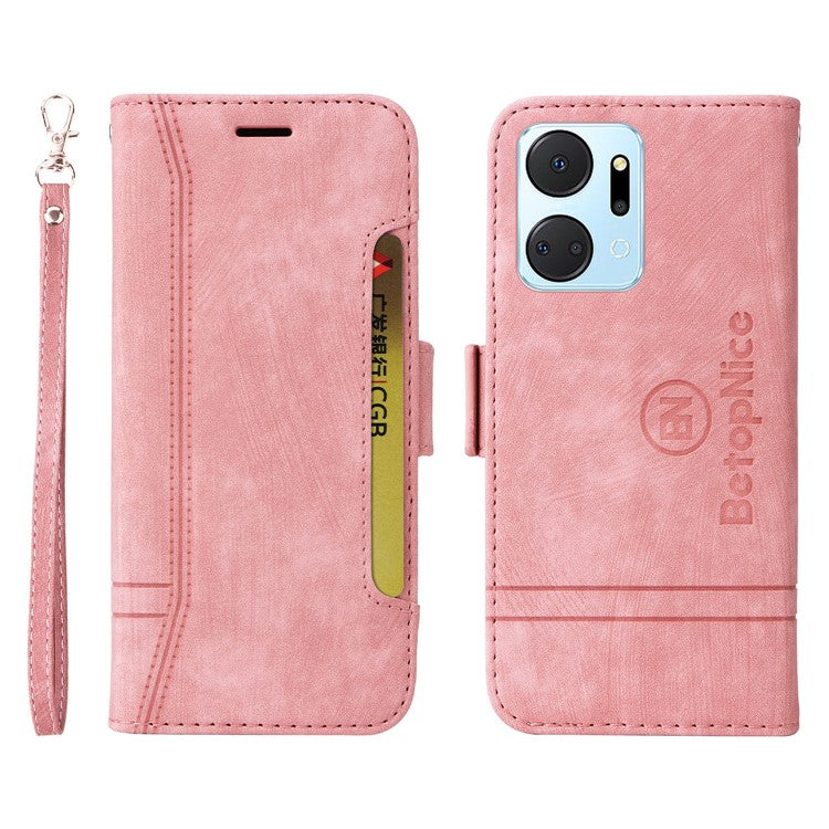 BETOPNICE 001 For vivo Y02 4G / Y11 (2023) / Y02A 4G Protective Cover Stitching Imprinted PU Leather Wallet Phone Case - Pink