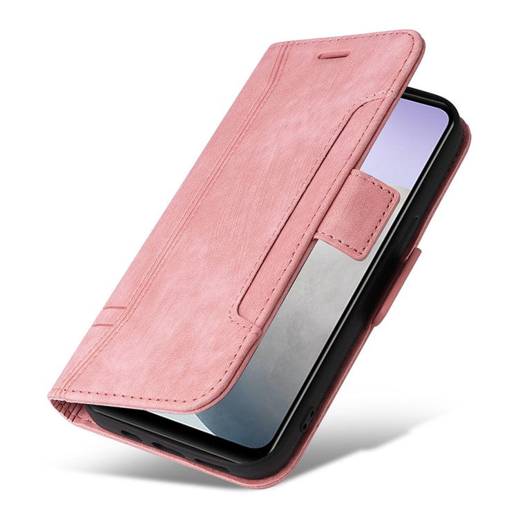 BETOPNICE 001 For vivo Y02 4G / Y11 (2023) / Y02A 4G Protective Cover Stitching Imprinted PU Leather Wallet Phone Case - Pink