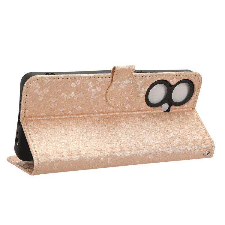 For vivo Y35+ 5G / Y35m+ 5G PU Leather Phone Case Dot Imprinted Wallet Stand Folio Cover - Rose Gold