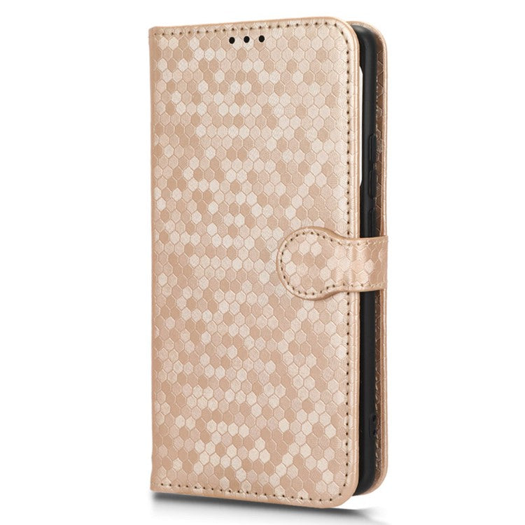 For vivo Y35+ 5G / Y35m+ 5G PU Leather Phone Case Dot Imprinted Wallet Stand Folio Cover - Rose Gold