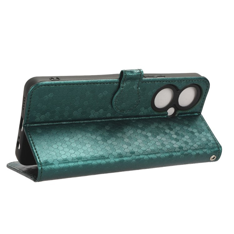 For vivo Y35+ 5G / Y35m+ 5G PU Leather Phone Case Dot Imprinted Wallet Stand Folio Cover - Green