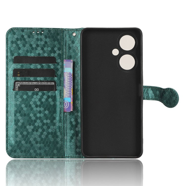 For vivo Y35+ 5G / Y35m+ 5G PU Leather Phone Case Dot Imprinted Wallet Stand Folio Cover - Green