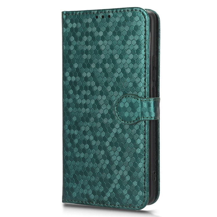 For vivo Y35+ 5G / Y35m+ 5G PU Leather Phone Case Dot Imprinted Wallet Stand Folio Cover - Green