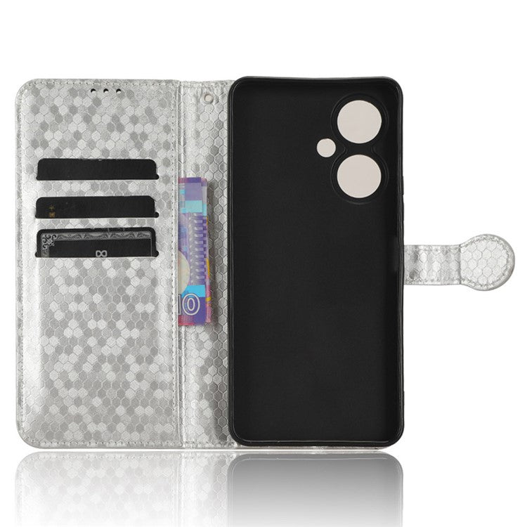 For vivo Y35+ 5G / Y35m+ 5G PU Leather Phone Case Dot Imprinted Wallet Stand Folio Cover - Silver