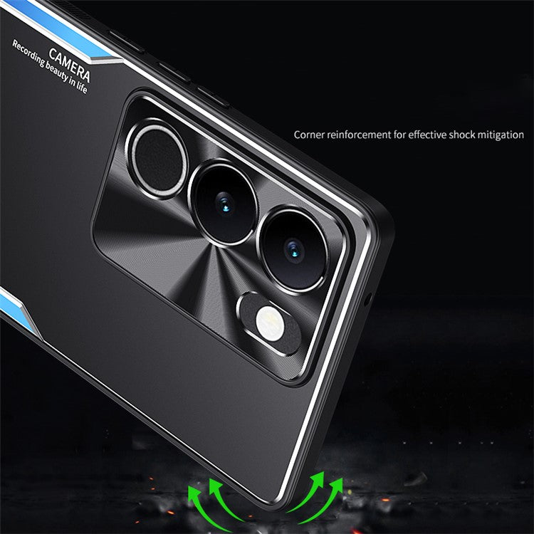 For vivo S17 5G Kickstand Design Phone Cover TPU + Aluminium Alloy Anti-Fingerprint Phone Case - Blue