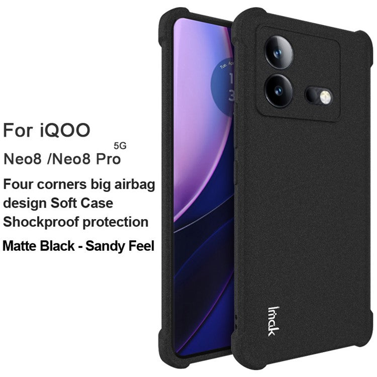 IMAK For vivo iQOO Neo8 Pro 5G / Neo8 5G Matte TPU Shockproof Back Cover Cell Phone Shell Protective Case - Black