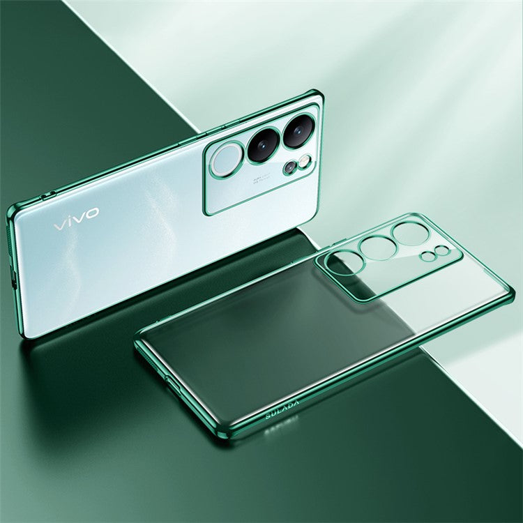 SULADA Nature Series For vivo S17 Pro 5G Electroplating Edges Cover Matte Soft TPU Phone Case - Green