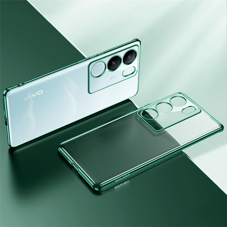 SULADA Nature Series for vivo S17 5G Matte TPU Case Electroplating Anti-drop Cell Phone Cover - Green