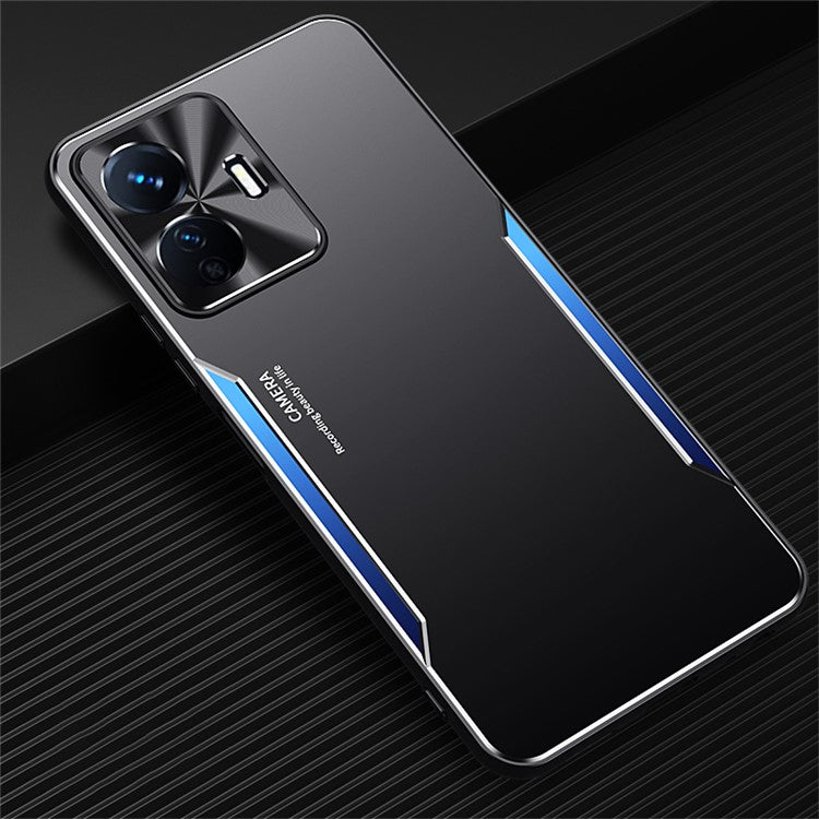 For vivo Y77e 5G Aluminium Alloy+TPU Phone Case Anti-drop Mobile Phone Shell - Blue