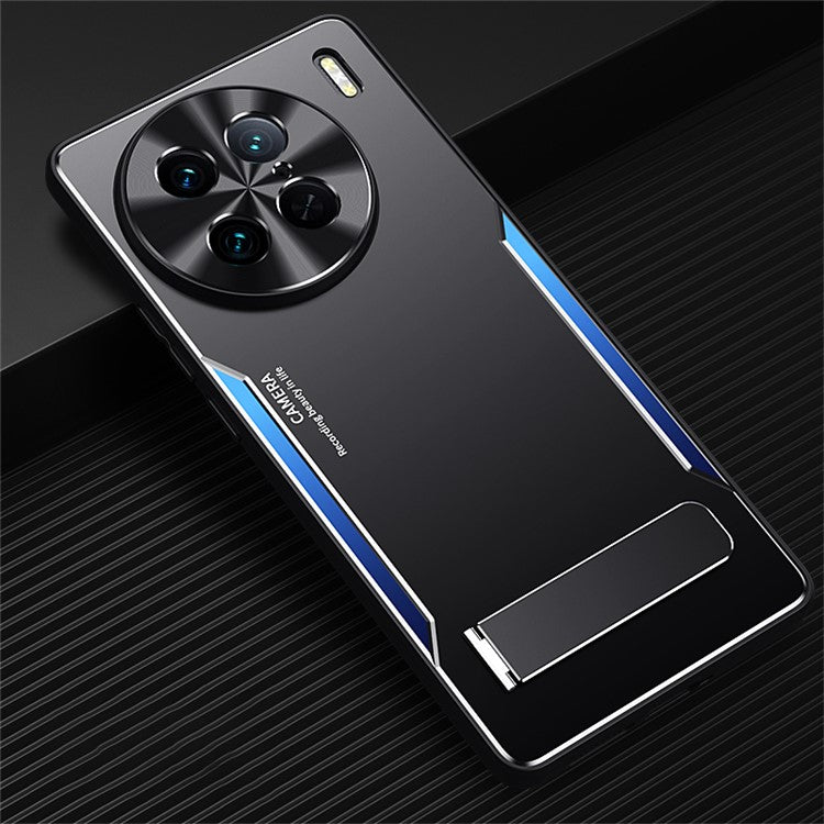 For vivo X90 Pro 5G TPU+Aluminium Alloy Shockproof Case Kickstand Phone Cover - Blue