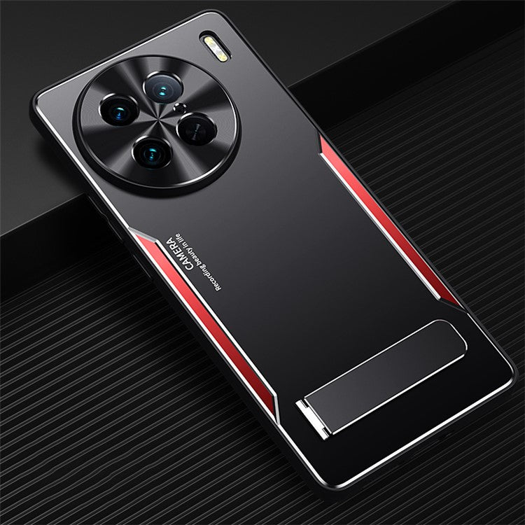 For vivo X90 Pro 5G TPU+Aluminium Alloy Shockproof Case Kickstand Phone Cover - Red