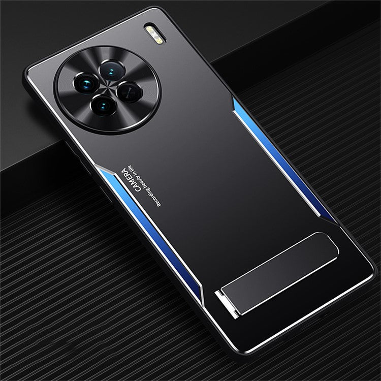 Anti-drop Cover for vivo X90 5G TPU+Aluminium Alloy Kickstand Phone Case - Blue