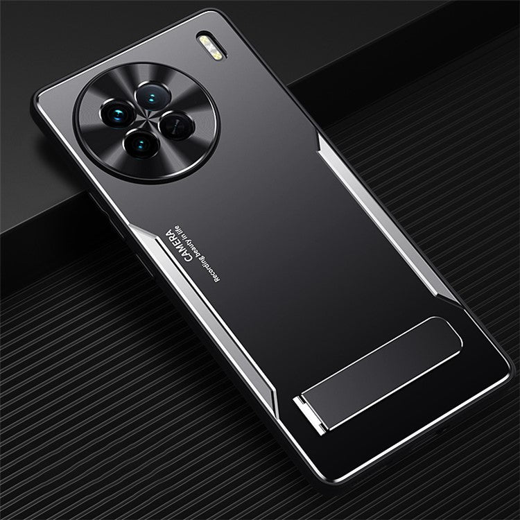 Anti-drop Cover for vivo X90 5G TPU+Aluminium Alloy Kickstand Phone Case - Silver