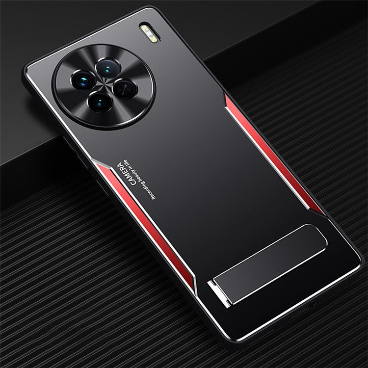 Anti-drop Cover for vivo X90 5G TPU+Aluminium Alloy Kickstand Phone Case - Red