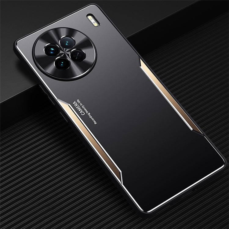 Mobile Phone Case for vivo X90 5G Aluminium Alloy+TPU Back Cover Drop Protection Shell - Gold