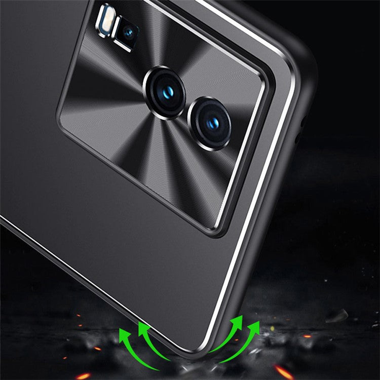 For vivo iQOO Neo7 5G Kickstand Phone Cover TPU + Aluminum Alloy Anti-Fingerprint Phone Case - Blue