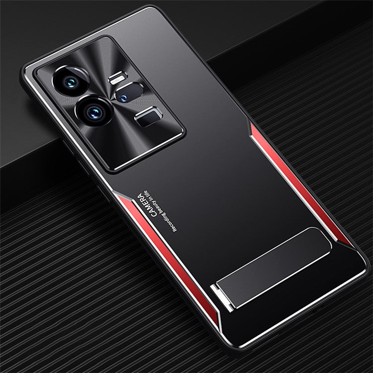 Kickstand Phone Case for vivo iQOO 11 Pro 5G , Soft TPU + Hard Aluminium Alloy Anti-fall Cover - Red