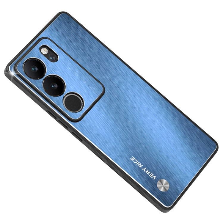 For vivo S17 5G / S17 Pro 5G Mobile Phone Anti-fall Case Aluminum Alloy+TPU Brushed Cover - Blue