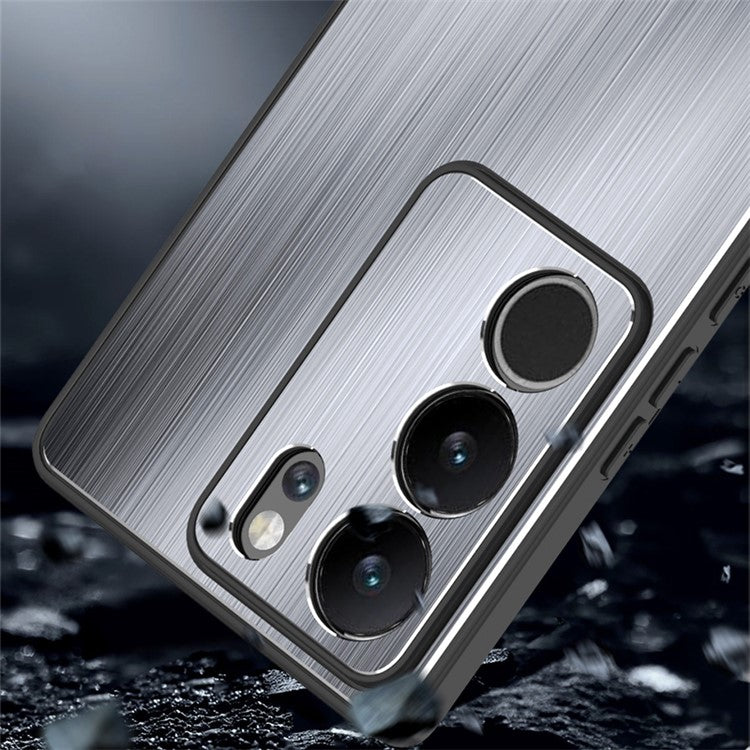 For vivo S17 5G / S17 Pro 5G Mobile Phone Anti-fall Case Aluminum Alloy+TPU Brushed Cover - Black