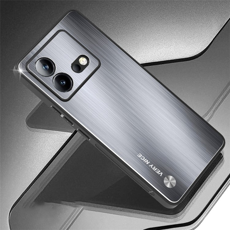 For vivo iQOO Neo8 5G Aluminium Alloy Back + TPU Frame Phone Case Brushed Anti-scratch Cover - Silver