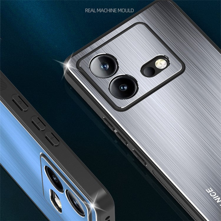 For vivo iQOO Neo8 5G Aluminium Alloy Back + TPU Frame Phone Case Brushed Anti-scratch Cover - Silver