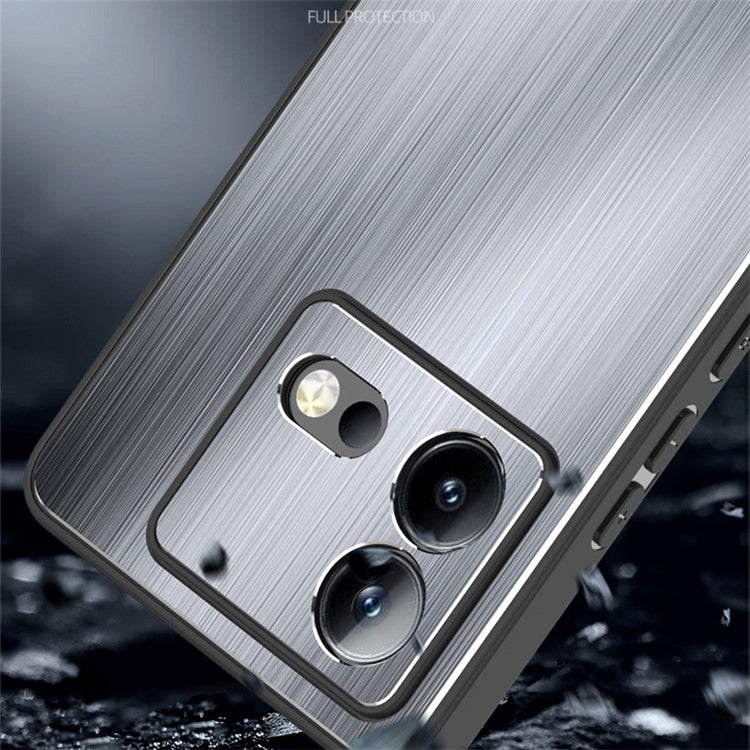 For vivo iQOO Neo8 5G Aluminium Alloy Back + TPU Frame Phone Case Brushed Anti-scratch Cover - Silver