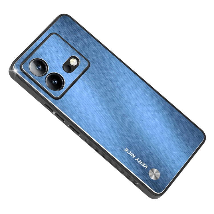 For vivo iQOO Neo8 5G Aluminium Alloy Back + TPU Frame Phone Case Brushed Anti-scratch Cover - Blue