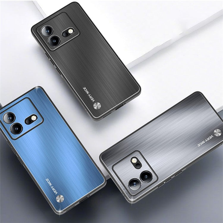 For vivo iQOO Neo8 5G Aluminium Alloy Back + TPU Frame Phone Case Brushed Anti-scratch Cover - Blue