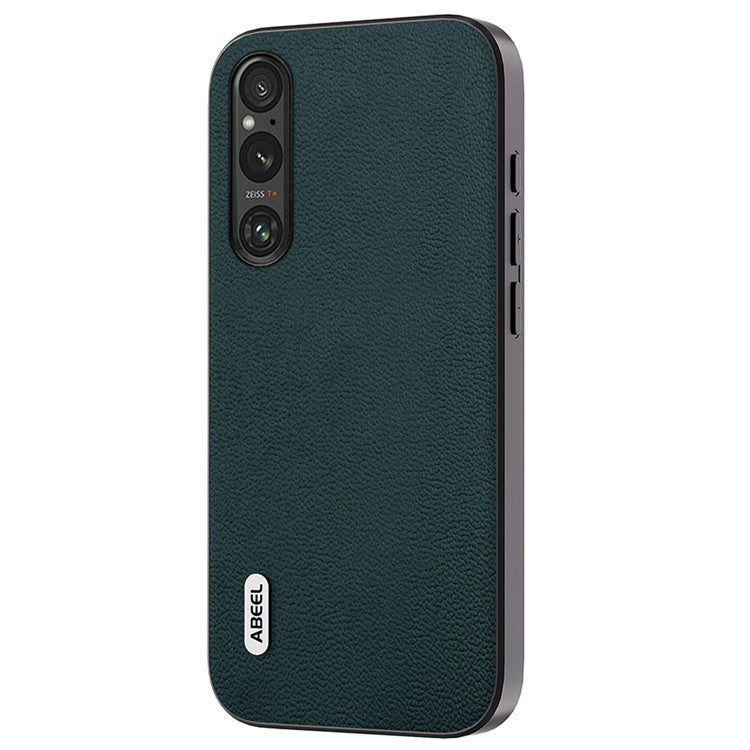 ABEEL For Sony Xperia 1 IV 5G Litchi Texture Genuine Cow Leather+PC+TPU Cover Bump Proof Case - Midnight Green