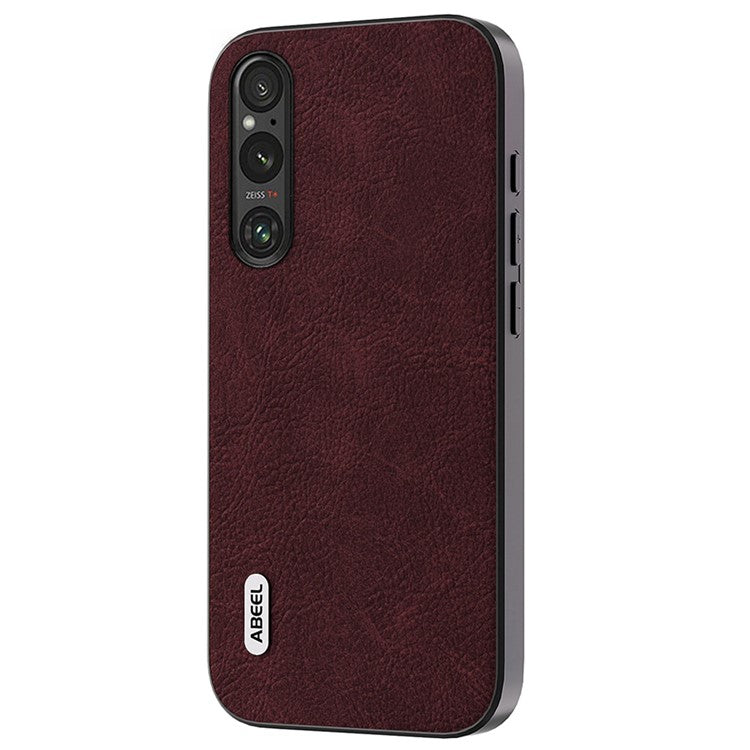 ABEEL Back Protector for Sony Xperia 1 IV 5G PU Leather+PC+TPU Litchi Texture Scratch Proof Phone Case - Purplish Red