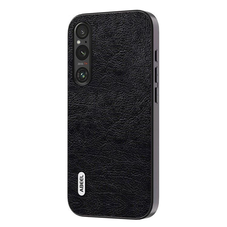 ABEEL For Sony Xperia 1 V Retro Anti-drop Phone Case Litchi Texture PU Leather Coated TPU+PC Cover - Black