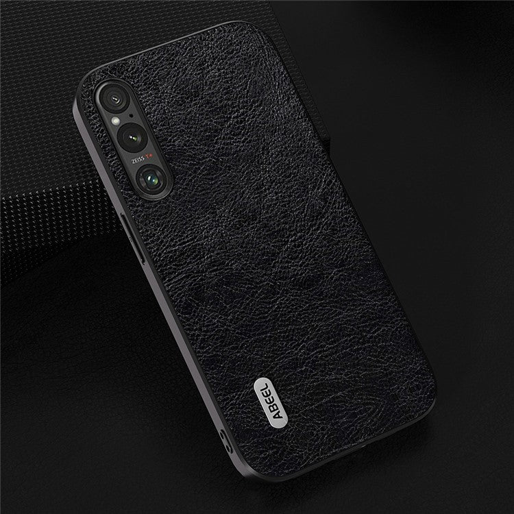 ABEEL For Sony Xperia 1 V Retro Anti-drop Phone Case Litchi Texture PU Leather Coated TPU+PC Cover - Black