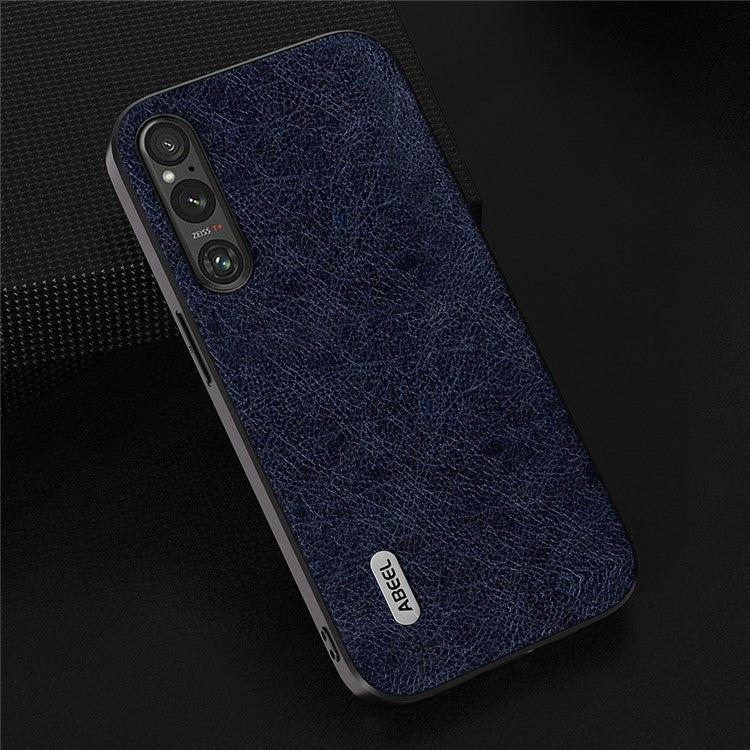 ABEEL For Sony Xperia 1 V Retro Anti-drop Phone Case Litchi Texture PU Leather Coated TPU+PC Cover - Blue