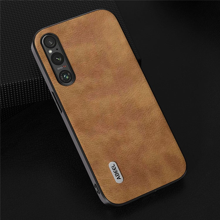 ABEEL For Sony Xperia 1 V Retro Anti-drop Phone Case Litchi Texture PU Leather Coated TPU+PC Cover - Brown