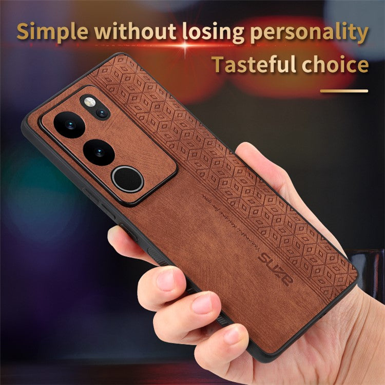 AZNS For vivo S17 Pro 5G / S17 5G Mobile Phone Case Anti-Scratch Imprinted PU Leather+TPU Phone Cover - Brown