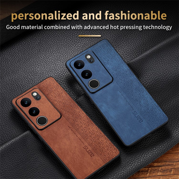 AZNS For vivo S17 Pro 5G / S17 5G Mobile Phone Case Anti-Scratch Imprinted PU Leather+TPU Phone Cover - Brown