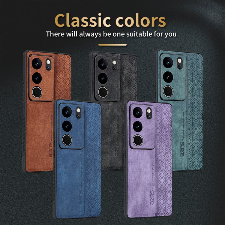 AZNS For vivo S17 Pro 5G / S17 5G Mobile Phone Case Anti-Scratch Imprinted PU Leather+TPU Phone Cover - Brown