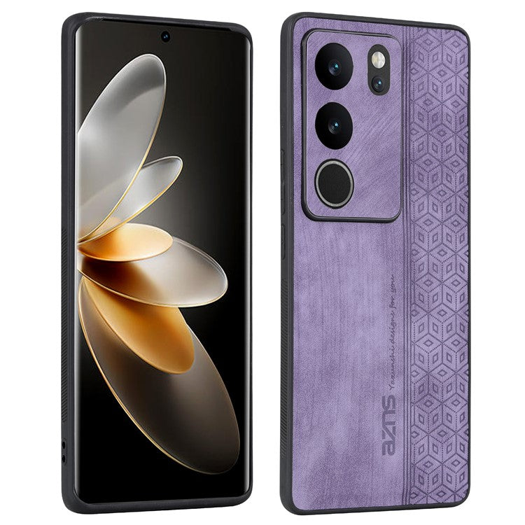 AZNS For vivo S17 Pro 5G / S17 5G Mobile Phone Case Anti-Scratch Imprinted PU Leather+TPU Phone Cover - Purple